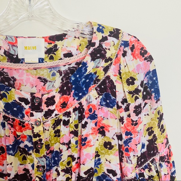 Anthropologie Maeve Pansy Field Peasant Boho Top - Picture 6 of 13